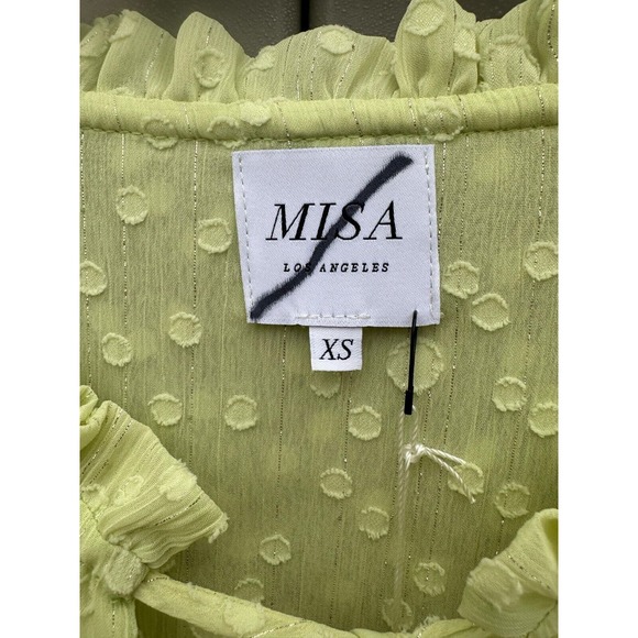 Misa Lilian Tiered Honeydew Ruffle V-Neck Clip Dot Mini Dress Size XS  coquette - Picture 15 of 15